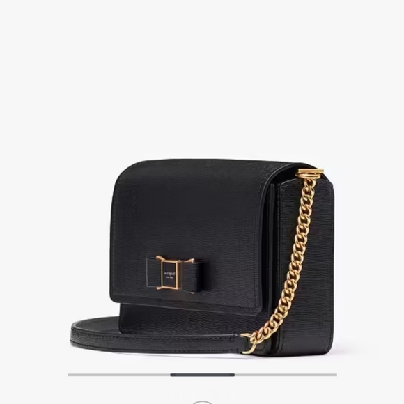 Kate Spade Morgan Chain Wallet Black Bow Crossbody - Picture 2 of 9